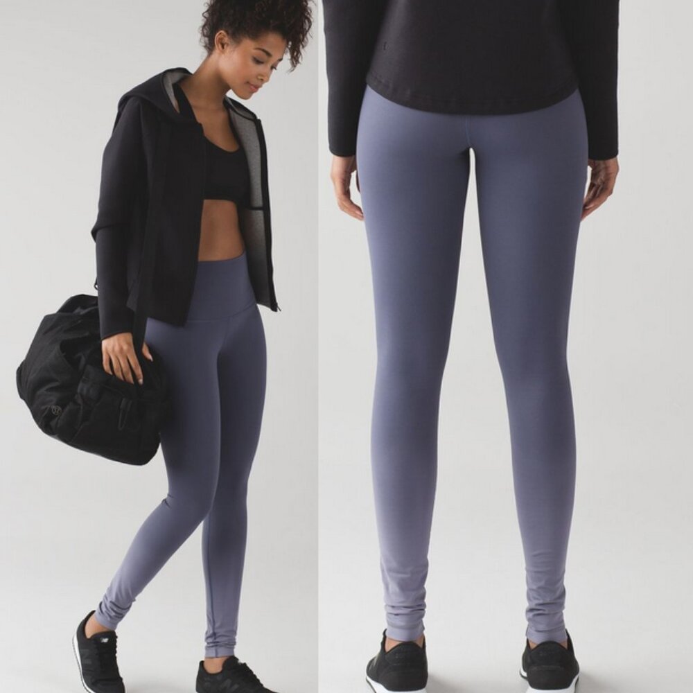 Lululemon Wunder Under Leggings High Rise Pants Ombre Grey Purple